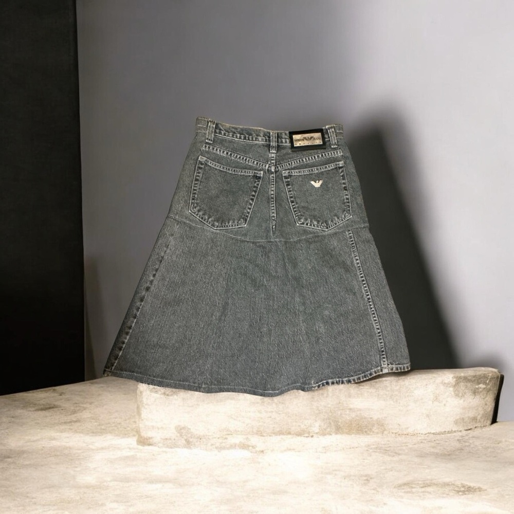 Vintage Armani Charcoaled A-Line Denim Skirt